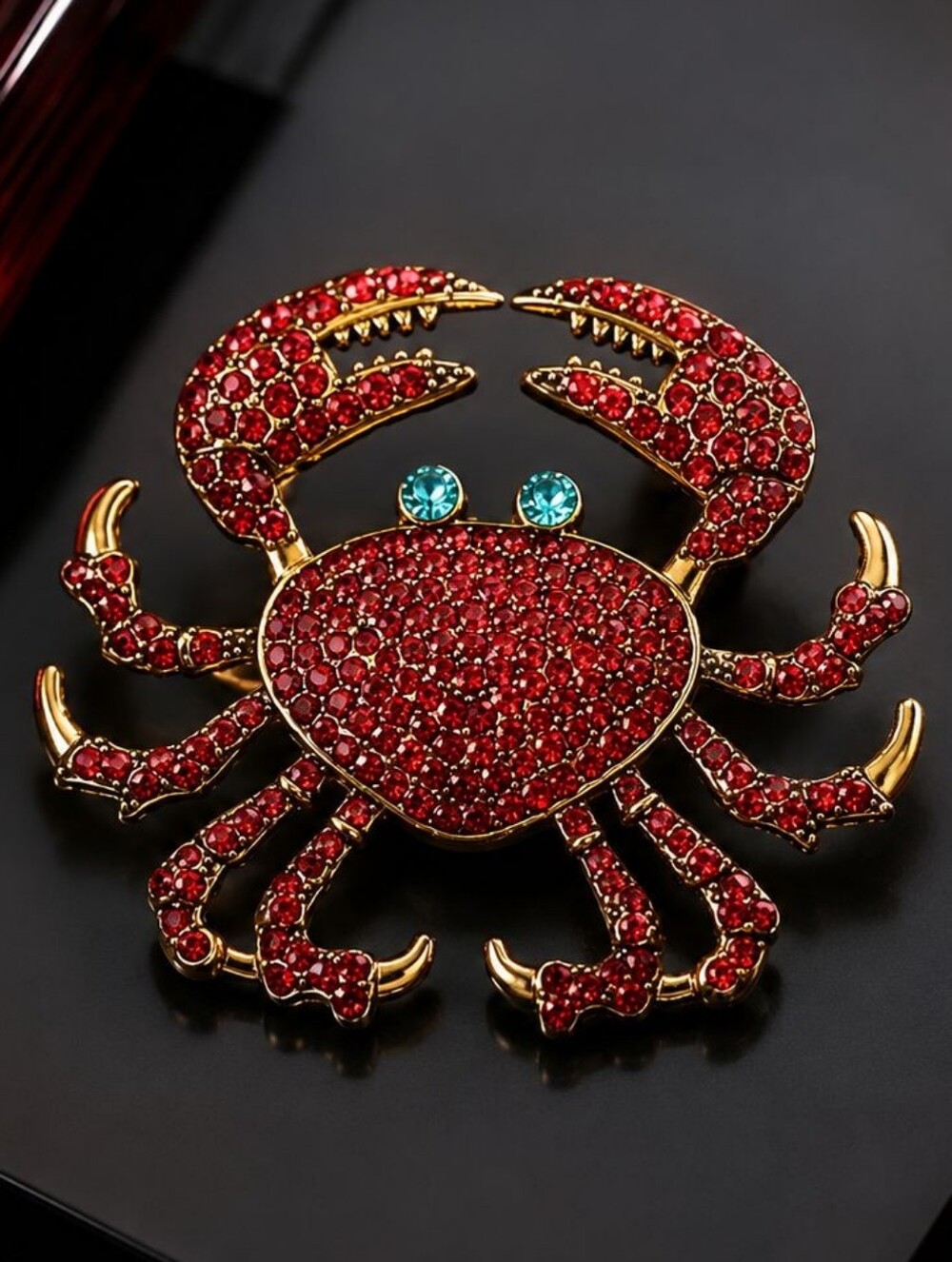 Red Crystal Crab Brooch